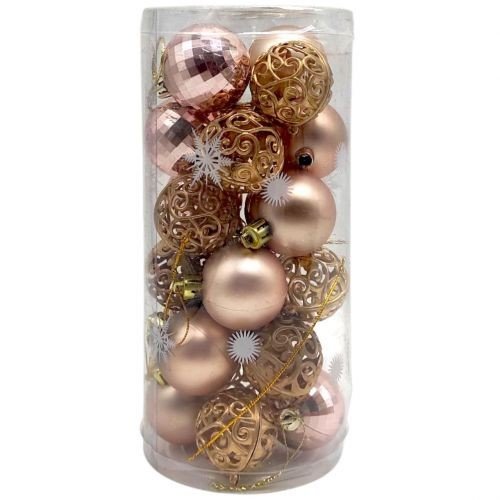 Новорічні прикраси, 24 штуки, кульки, D=4 см, у слюді