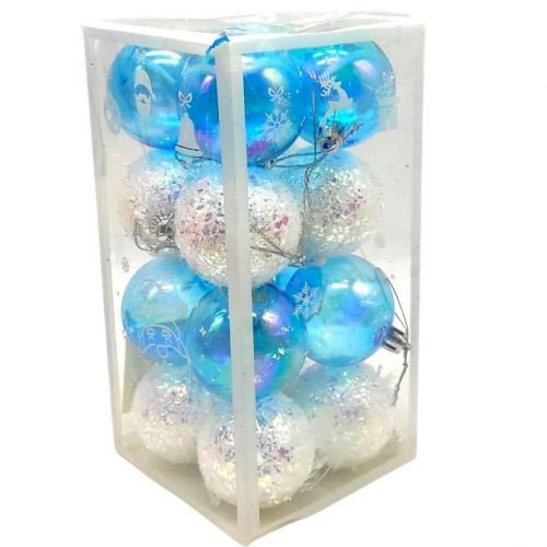 Новорічні прикраси, 16 штук, кульки, D=5 см, у слюді