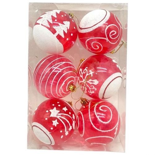Новорічні прикраси, 6 штук, кульки, D = 7,5 см, у слюді