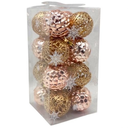 Новорічні прикраси, 16 штук, кульки, D=6 см, у слюді