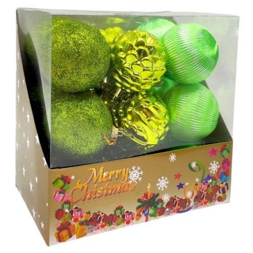 Новорічні прикраси, кульки, 18 штук, діаметр 5,5 см, в коробці