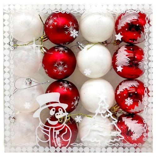 Новорічні прикраси,16 штук, кульки, D = 6 см, в слюді