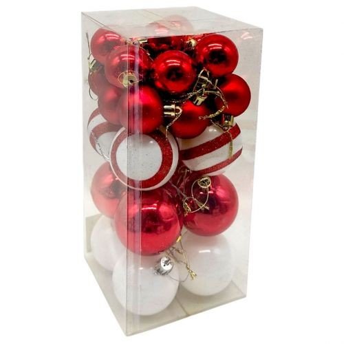 Новорічні прикраси, 30 штук, кульки у слюді