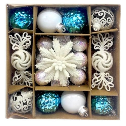 Новорічні прикраси, кульки, квітка, візерункові цукерки, 22 штуки, діаметр 5.5 і 3.5 см
