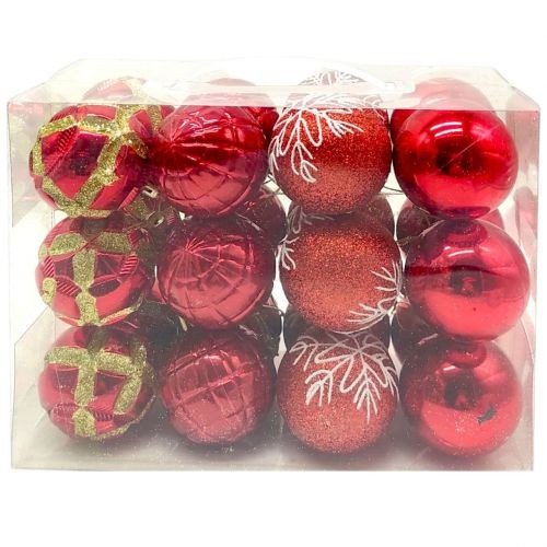 Новорічні прикраси, 24 штук, кульки, D = 5,5  см, у слюді