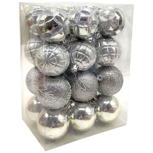 Новорічні прикраси, 24 шт, кульки, D = 5,5  см, у слюді