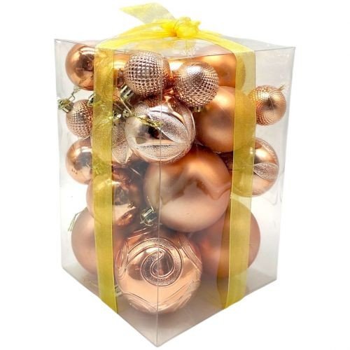 Новорічні прикраси, кульки, 30 штук, в слюді