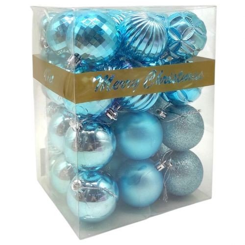 Новорічні прикраси, кульки, 48 штук, у слюді