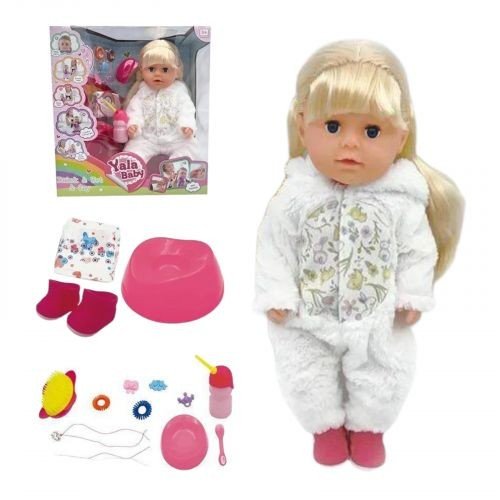 Пупс висота 45см, плаче сльозами, знімний одяг, шарнірні суглоби, аксесуари, ходить на горщик, п’є з пляшечки, рухливі кінцівки, може стояти, в коробці