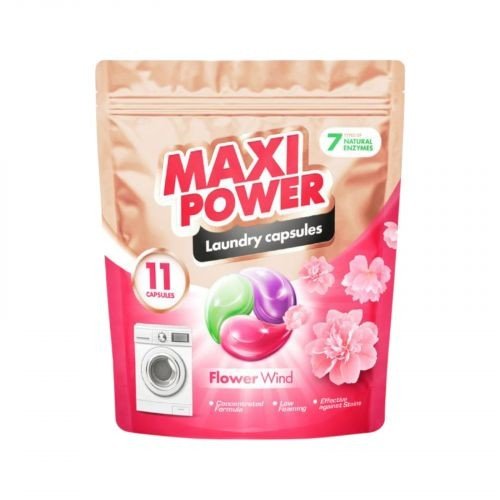 MAXI POWER Капсули для прання універсальні Квітковий вітер 11шт