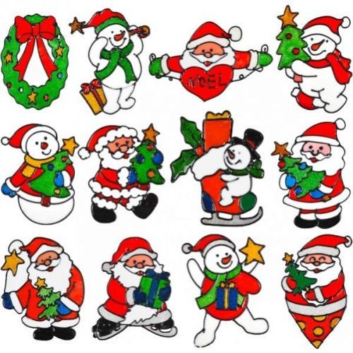Наліпка силіконова з новорічними малюнками на скло (мікс видів, ціна за 1 шт) 20*15см