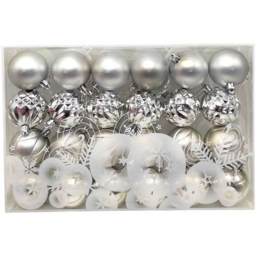 Новорічні прикраси кульки, 18 штук, (СРІБНІ)