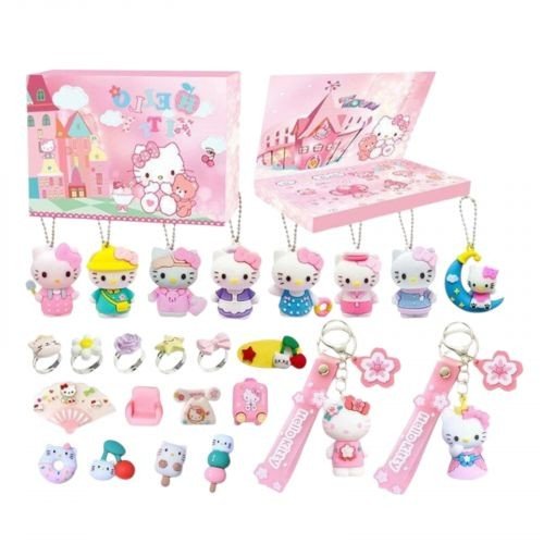 Адвент календар "Санріо - Хелоу Кітті", 24 комірки, фігурки героїв, аксесуари, брелоки, в коробці