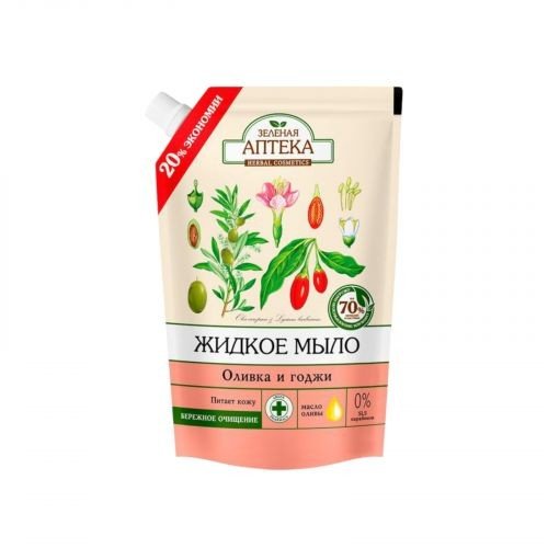 Green Pharmacy рідке мило 460мл дой-пак оливка та годжі EN