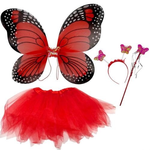 Маскарадний костюм "Крила" з підсвічуванням (45х37см, спідничка, обруч) ЧЕРВОНІ