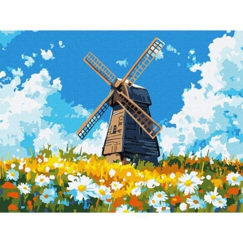 Картина за номерами "Млин посеред поля" 30х40 см
