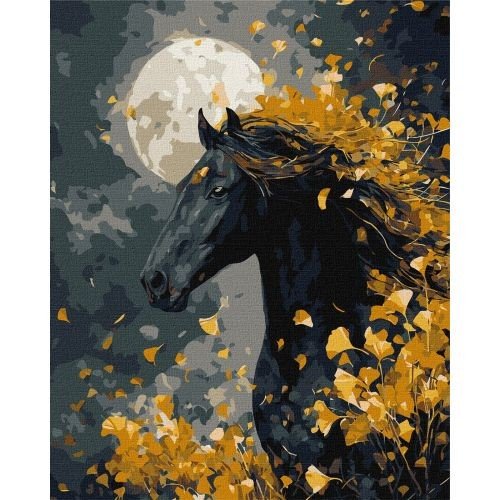 Картина по номерах з фарбами металік "Кінь і вітер" 40х50 см