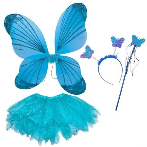 Маскарадний костюм "Крила" з підсвічуванням (крила, спідничка, обруч) БЛАКИТНІ