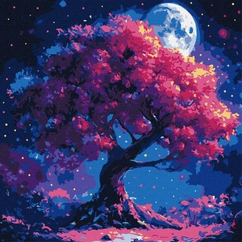 Картина по номерах "Силует дерева" 40х40 см