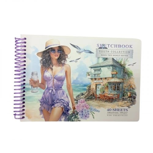 Скетчбук А5, спіраль, 40 листів, 100г/м2