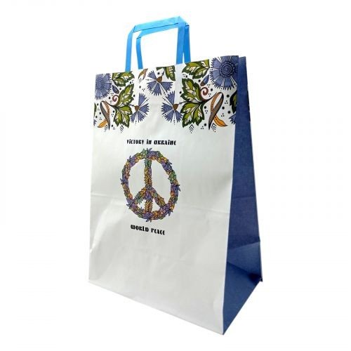 Пакет паперовий з ручками Крафт білий 25х15х34,5