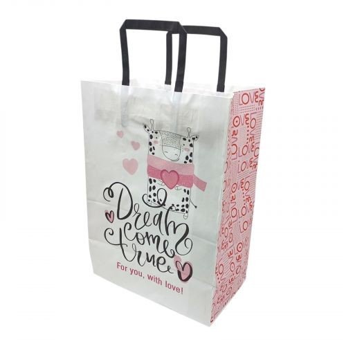 Пакет паперовий з ручками Крафт білий 25х15х34,5 см.