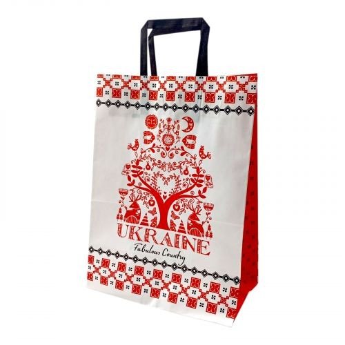 Пакет паперовий з ручками Крафт білий 25х15х34,5