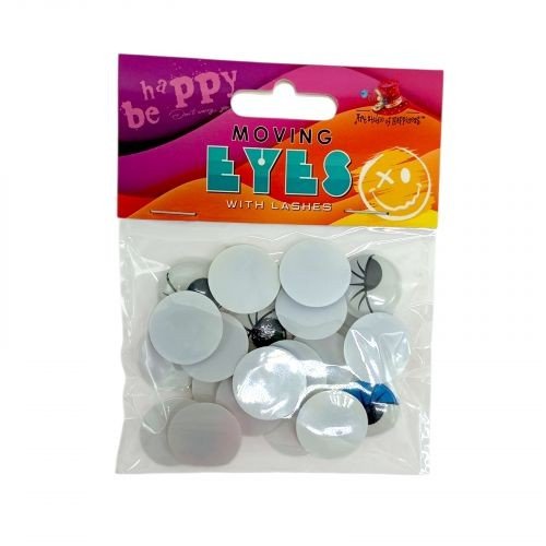 Рухомі очі, з віями, круглі, 20мм, 20шт., кольорові