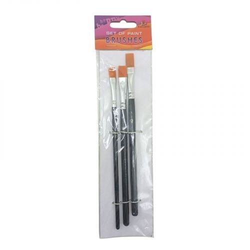 Набір пензлів для малювання,Нейлон,розмір 8,10,12,3шт.в пакеті,плоска головка,деревʼяна ручка