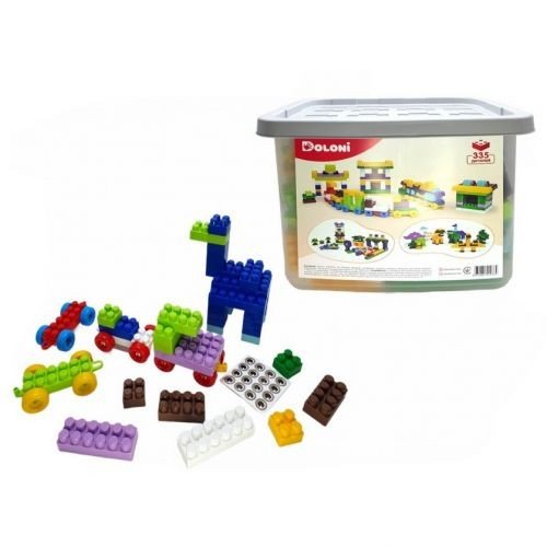 Конструктор "Паркінг/Трек/Залізниця/Динозаври" 335 деталей у контейнері для зберігання