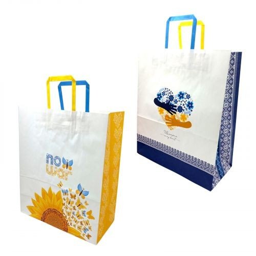 Пакет паперовий з ручками 38х32см Крафт білий (ВИД 5)