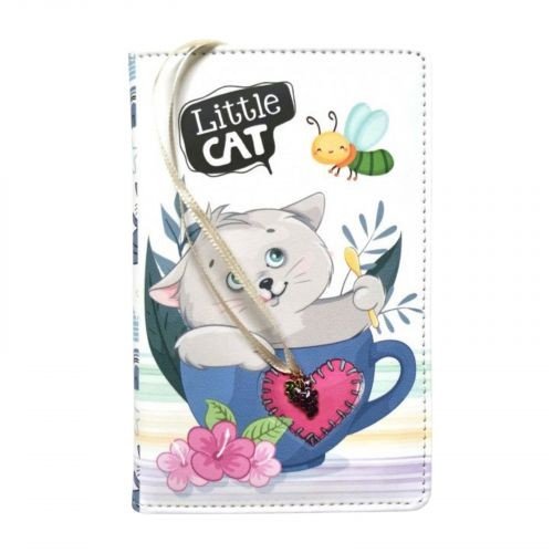 Блокнот,Кожзам,А6, 64аркуші (КОТИК В ЧАШЦІ)