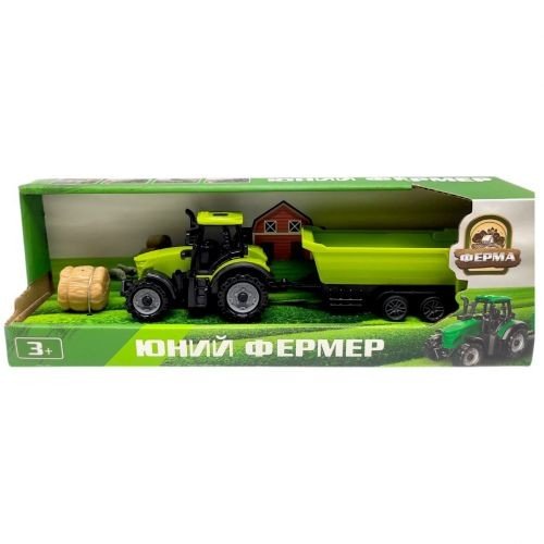 ТРАКТОР З ПРИЧЕПОМ-КОВШЕМ (САЛАТОВИЙ)