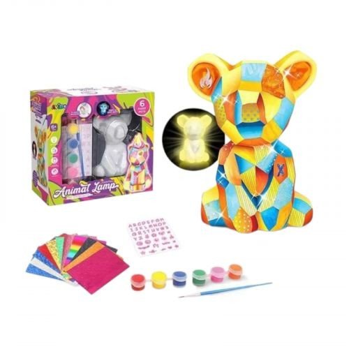 Набір для творчості "Нічник" "Ведмедик", підсвічується, фарби, пензлик, наліпки, в коробці