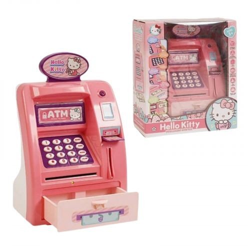 Сейф “Банкомат” Хелоу Кітті Санріо, звук, підсвічування, імітація сканування відбитка пальця, банкноти, картка, інструкція, в коробці