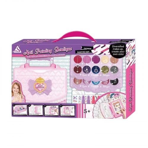 Косметика, глітери, аплікатори, наклейки, помада, сумочка в коробці