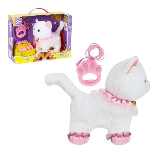 Улюбленець “Кіт”, ходить, звуки, аксесуари, на повідці, рухає хвостиком, сенсорні ділянки, реагує на плескіт у долоні, на батарейках, в коробці