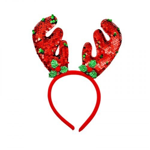 Обруч оленячі ріжки з паєтками 25 см