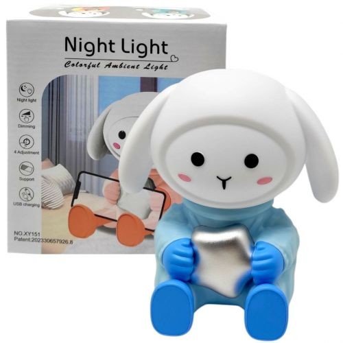 Нічник-підставка для смартфона "Зайчик космонавт", (БЛАКИТНИЙ)