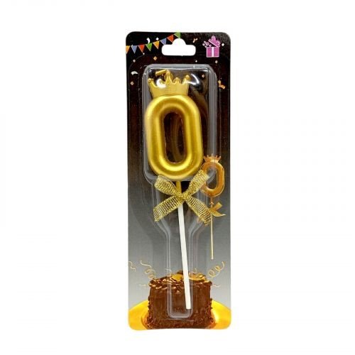 Свічка для торта "Цифра 0 з короною" (ЗОЛОТО)