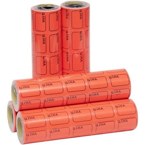 Цінник маленький 3,0х2,0 см "Ціна" з рамкою червоний, 100 шт