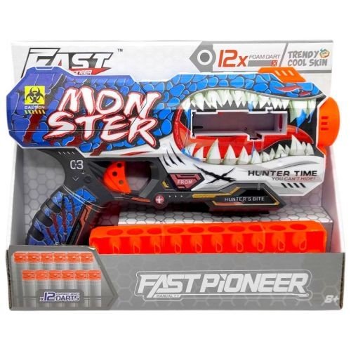 Іграшковий пістолет (бластер) з мʼякими патронами (28х17 см, коробка - 28х6,5х22 см)