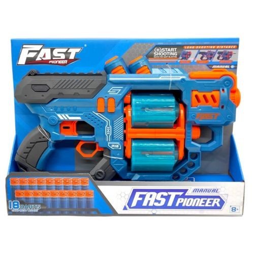 Іграшковий пістолет (бластер) з мʼякими патронами (31,5 х 18,5 см, коробка - 37х6,5х27 см)