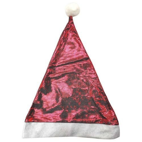 Шапка Діда Мороза блискуча, обʼєм 56 см, висота 38 см