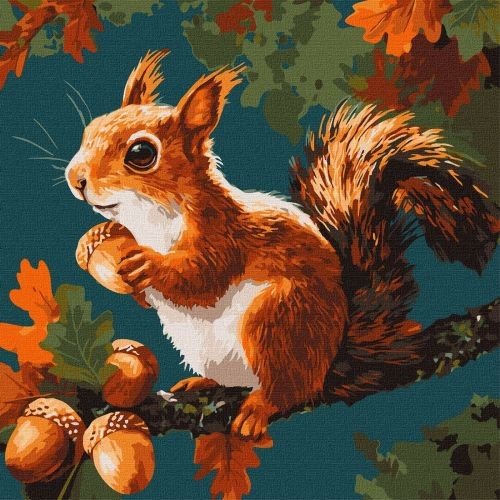 Картина по номерах "Горіхові скарби осені" 40х40 см