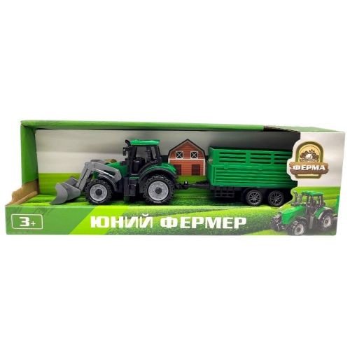 Зелений трактор з причепом