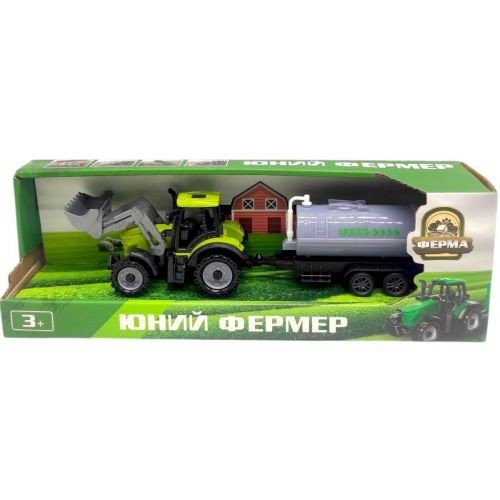 Салатовий трактор з сірою бочкою