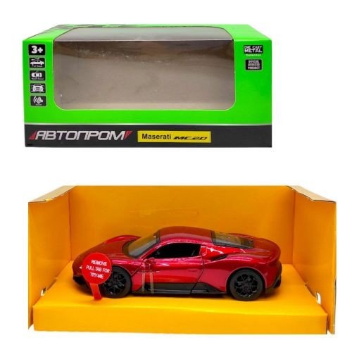 Машинка металева "АВТОПРОМ, 1:33 Maserati MC20" (ЧЕРВОНА) коробка - 18х8х9 см