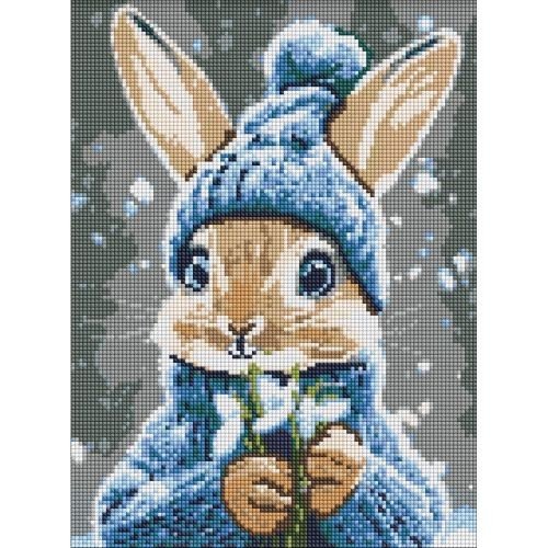 Алмазна мозаїка "Кролик з підсніжниками" 30х40 см