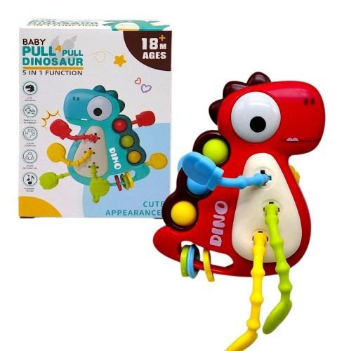 Брязкальце “Динозавр” (поп-іт, гумові прорізувачі та елементи для перетягування) мікс